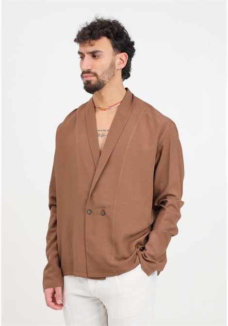 Brown men's shirt with shawl collar IM BRIAN | CA2898020